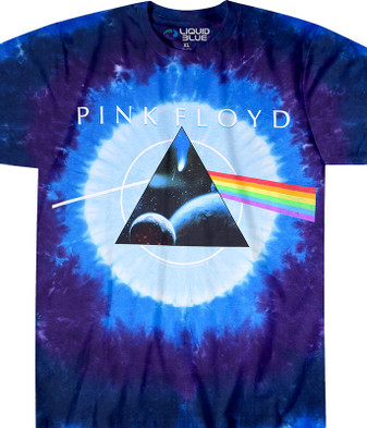 Pink Floyd Dark Side Galaxy Tie-Dye T-Shirt Tee Liquid Blue