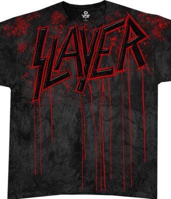 Slayer Raining Blood Tie-Dye T-Shirt Tee Liquid Blue