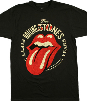 Rolling Stones 50 Years Black T-Shirt Tee