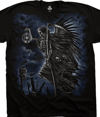 Dark Fantasy Soul Taker Black T-Shirt Tee Liquid Blue