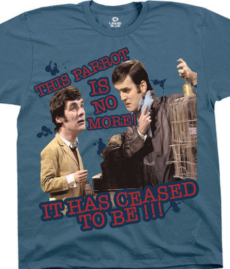 Monty Python Dead Parrot Blue T-Shirt Tee Liquid Blue
