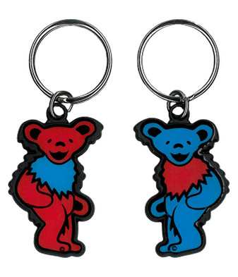 Grateful Dead Red and Blue Bear Keychain Liquid Blue