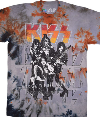 KISS Rock and Roll All Nite Tie-Dye T-Shirt Tee Liquid Blue