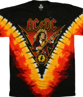 AC/DC Angus Lightning Tie-Dye T-Shirt Tee Liquid Blue