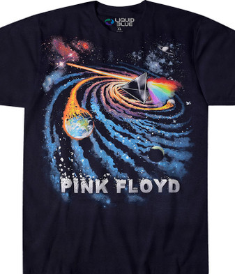 Pink Floyd Dark Side Galactic Black T-Shirt Tee Liquid Blue