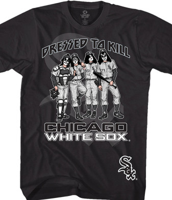 MLB Chicago White Sox KISS Dressed to Kill Black T-Shirt Tee Liquid Blue