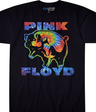 Pink Floyd Psychedelic Pig Black T-Shirt Tee Liquid Blue