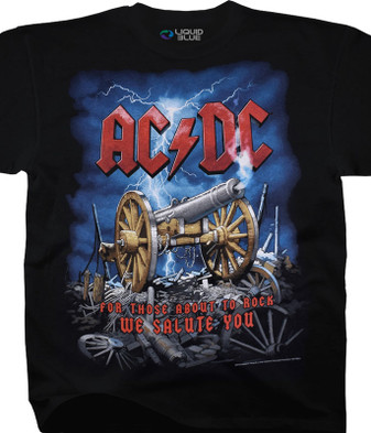 AC/DC Cannon Carnage Black T-Shirt Tee Liquid Blue