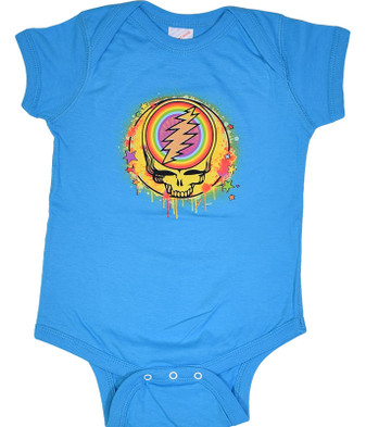 Grateful Dead GD Rainbow Splatter Blue Onesie