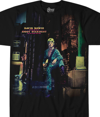 David Ziggy Stardust Black Athletic T-Shirt Tee Liquid Blue