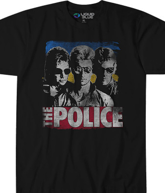 The Police Greatest Hits Black Athletic T-Shirt Tee Liquid Blue