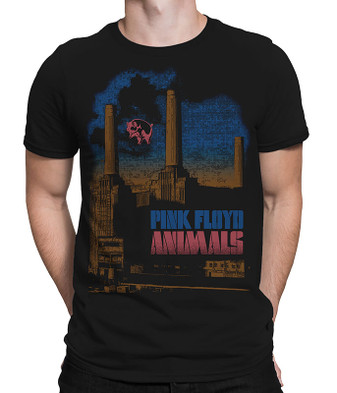 Pink Floyd Pig Stain Black Athletic T-Shirt Tee Liquid Blue