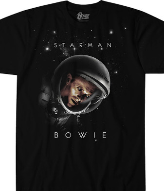 David Bowie Starman Black T-Shirt Tee Liquid Blue