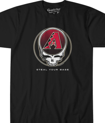 MLB Arizona Diamondbacks GD Steal Your Base Black Athletic T-Shirt Tee Liquid Blue