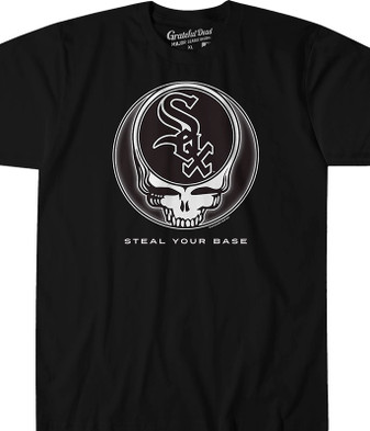 MLB Chicago White Sox GD Steal Your Base Black Athletic T-Shirt Tee Liquid Blue