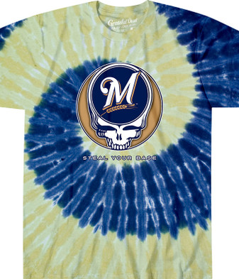 Women's Soft As A Grape Blue Milwaukee Brewers Team Pigment Dye Long Sleeve T-Shirt Size: Small