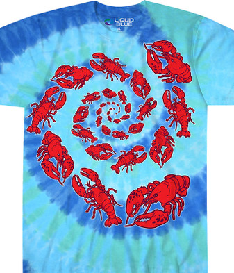 Food Lobster Spiral Tie-Dye T-Shirt Tee Liquid Blue