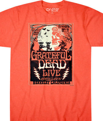 Grateful Dead Berkeley Moon Orange Poly Cotton T-Shirt Tee Liquid Blue