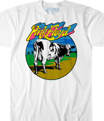 Pink Floyd Distant Bells White Athletic T-Shirt Tee Liquid Blue