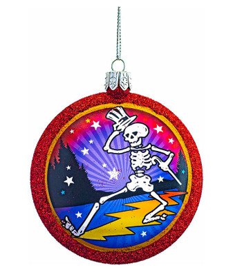 GD Dancing Skeleton Glass Ornament