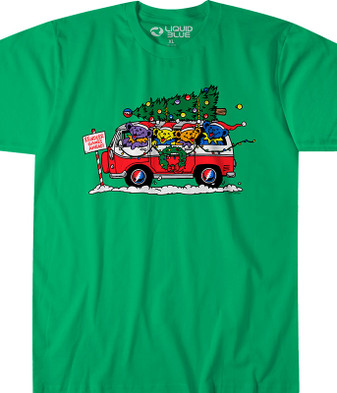 Grateful Dead Steal Your Christmas Tree Green Athletic T-Shirt Tee Liquid Blue