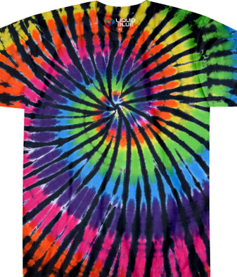 Rainbow Spiral Streak Unprinted Tie-Dye T-Shirt Tee Liquid Blue