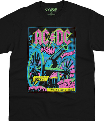 AC/DC TNT Blacklight Black T-Shirt Tee Liquid Blue