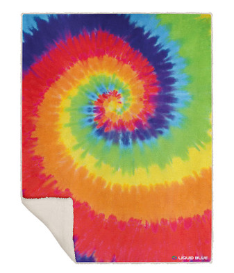 Rainbow Spiral Fleece Throw Blanket Liquid Blue