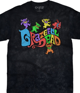 Grateful Dead Flipside Bears Tie-Dye T-Shirt Tee Liquid Blue