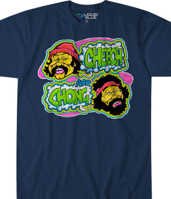 Cheech and Chong Cheech and Chong Transfer Navy T-Shirt Tee Liquid Blue