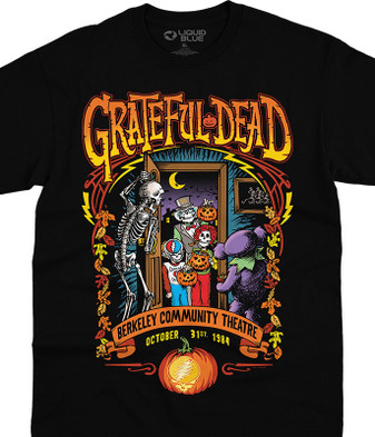 Grateful Dead Trick Or Treat Black T-Shirt Tee Liquid Blue