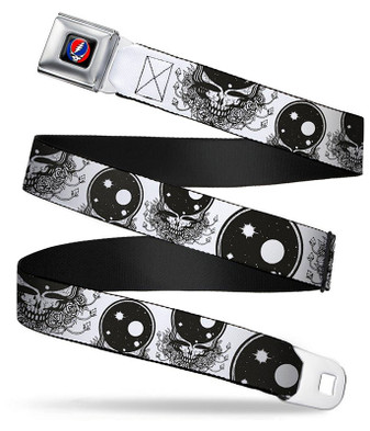 Grateful Dead Dancing Bear Adjustable Web Belt Black Small Liquid Blue