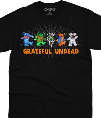 Grateful Dead Undead Bears Black T-Shirt Tee Liquid Blue