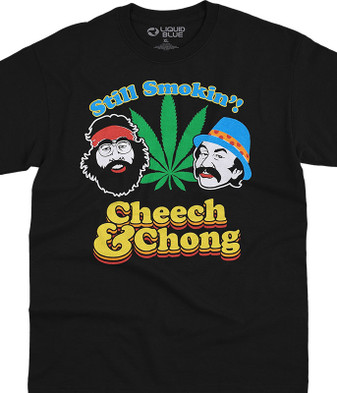 Cheech and Chong Still Smokin Black T-Shirt Tee Liquid Blue