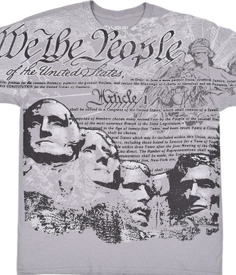 Americana We The People Grey T-Shirt Tee Liquid Blue