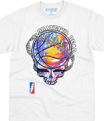 Grateful Dead SYF BBall White T-Shirt Tee Liquid Blue