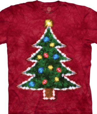 Tie Dye Christmas Tree T-Shirt Tee Liquid Blue