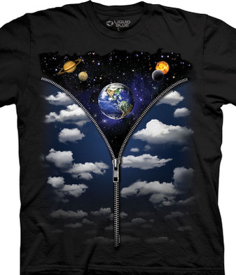 Sky Space Zipper Black T-Shirt Tee by Liquid Blue