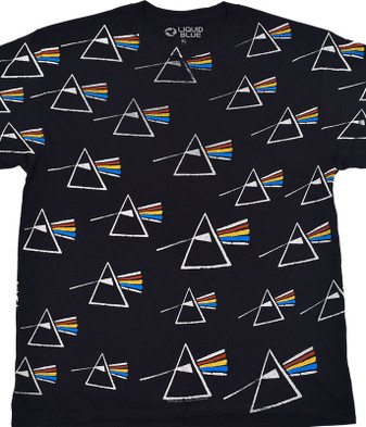 Pink Floyd Dark Side All Over Black T-Shirt Tee Liquid Blue