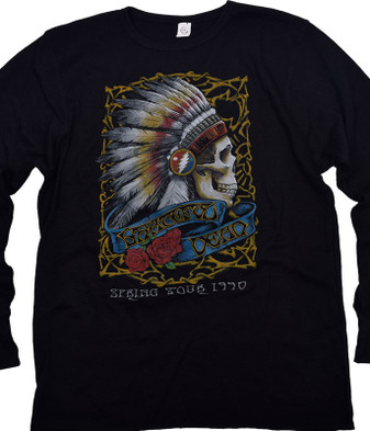 Grateful Dead Spring Tour '90 Thermal Long Sleeve Black T-Shirt Tee Liquid Blue