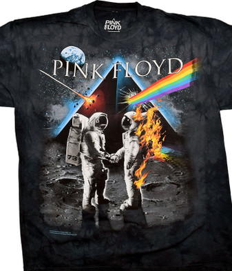 Pink Floyd Bright Side of the Moon Clearance Tie-Dye T-Shirt Tee Liquid Blue