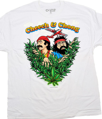 Cheech and Chong Field Of Dreams Clearance White T-Shirt Tee Liquid Blue