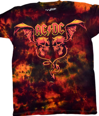 ACDC AC/DC Evil Wings Clearance Tie-Dye T-Shirt Tee Liquid Blue