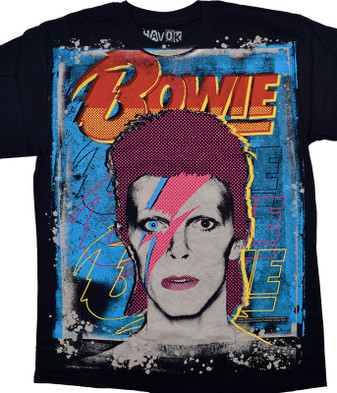 David Bowie Bowie Havok Clearance Black T-Shirt Tee Liquid Blue