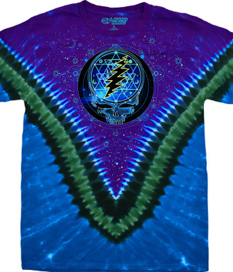 Grateful Dead Mystical Stealie V Tie-Dye T-Shirt Tee Liquid Blue