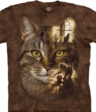 SpiritScape Striped Cat Classic Cotton T-Shirt by The Mountain