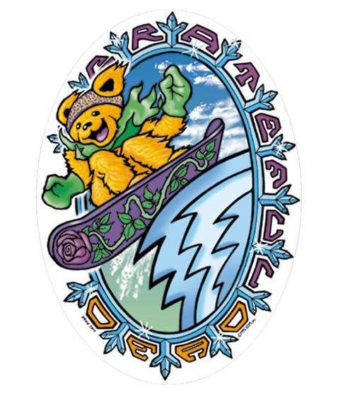 Grateful Dead Snowboard Bears Sticker Liquid Blue