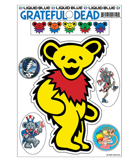 Grateful Dead Yellow Bear Diecut Sticker Liquid Blue