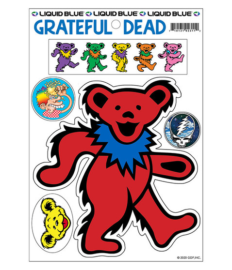 Grateful Dead Red Bear Diecut Sticker Liquid Blue
