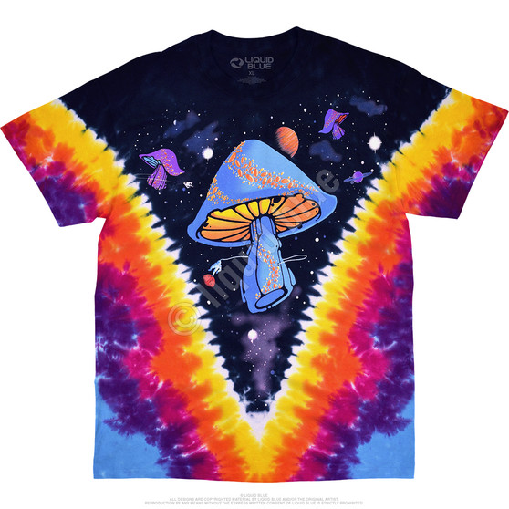 Light Fantasy Space Shrooms Tie-Dye T-Shirt Tee Liquid Blue